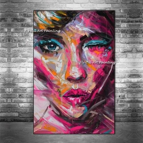 Modern Abstract Face Colorful artwork 100% hand painted moonlight face art party decoration oil painting on canvas
