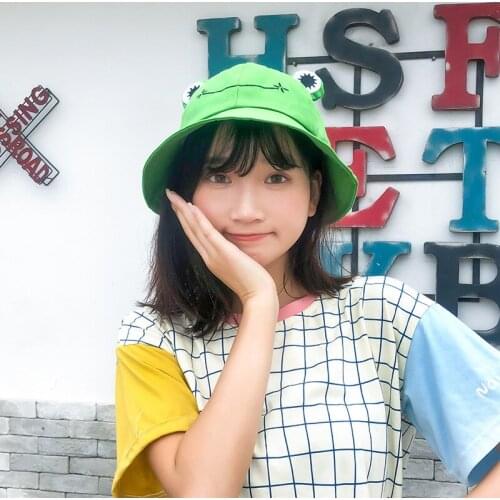 1pc Summer Cotton Cute Frog Bucket Sun Hat Kawaii Adult&Children Outdoor Fold-able Fisherman Hat Soft Kawaii Cartoon Frog Sunhat