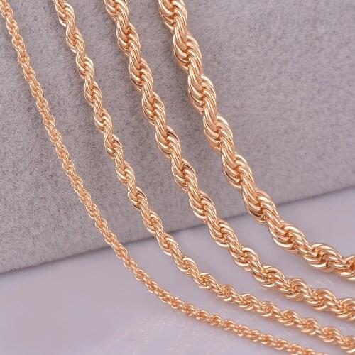 1Pc 26" 28" 30" Rope chain necklace 2mm,3mm,4mm,5mm For pendant rope jewelry findings gold color