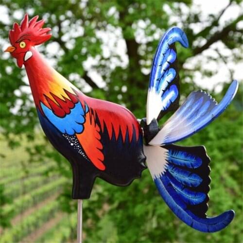 17.7" Standing Windmill Rooster Wind Spinners Statue Outdoor Garden Lawn Courtyard Decor Ornament