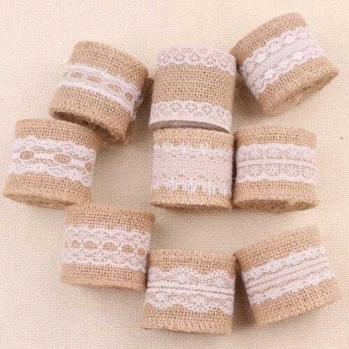 2 Meters/Roll 50mm White Lace Linen Ribbon DIY Handmade Craft Burlap Hotel Christmas Wedding Party Decoration Hat Accessories