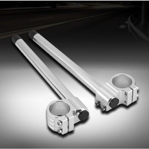2PCS Silver CNC Motorcycle Universal 41mm Clip Ons Fork Handle Bars Handlebars