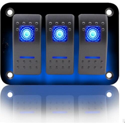 3 Gang 12V/24V for Car Marine Boat Circuit Breakers Overload Rocker Switch Panel