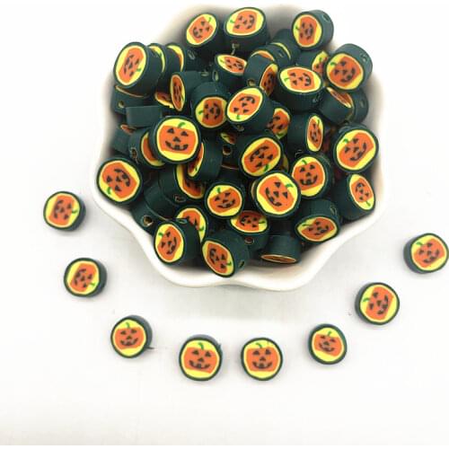 30pcs 10mm Halloween Shape Beads Polymer Clay Spacer Loose Beads for Jewelry Making DIY Bracelet Accessories #02