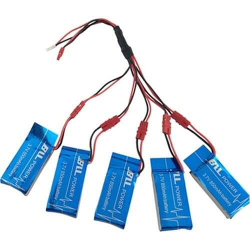 5PCS 3.7V 850mAh Battery for Syma X5HW X5HC Quadcopter with 1 to 5 Charging Cable