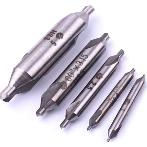 5Pcs/Set New HSS Center Drill Bit 2 Flute Shank diameter 3/4/6/8/12mm Drill Bit For Center Hole Processiong in Shaft Parts
