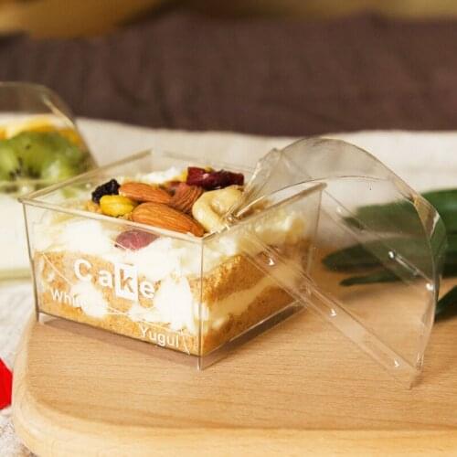 50pcs Birthday party favors ousse cup creative disposable plastic mango dessert ice cream transparent square pastry pudding cup