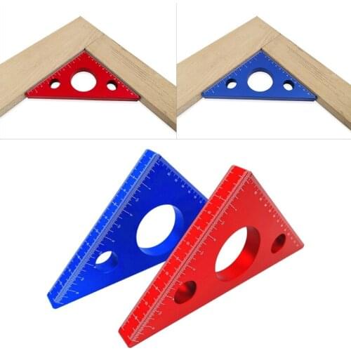62KC Aluminum Alloy Triangle Ruler 45 Degree Angle Ruler Carpentry Squares Red/Blue