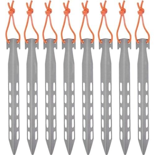 8Pcs Tent Accessory Titanium Pegs Outdoor Camping Tent Stakes V-Type Portable Tent Titanium Nail Suit