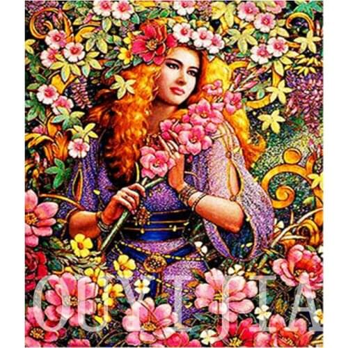 OUYIJIA5d DIY Diamond Painting Beautiful Girl With Wreath Full Square Round Rhinestone Embroidery Cross Stitch Craft Tool Set
