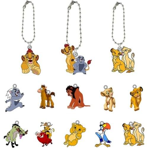 Disney The Lion King Simba And His Mother Cartoon Pattern Creative Design Cartoon Keychain Epoxy Backpack Keychain