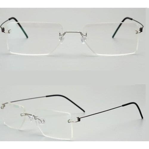 Lightweight Titanium Rimless Rectangle Glasses for Men and Women Circle Optical Prescription Eyeglasses Frame oculos de grau