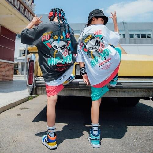 Street Dance Kids Clothing Hip Hop T-Shirts Short Sleeve Summer Shorts Casual Jogger Wear Girls Jazz HipHop Costumes DNV14798