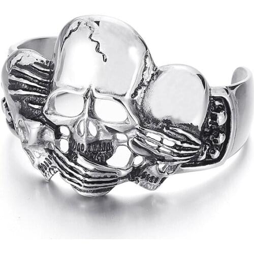 European and American punk style jewelry retro hollow mens skull titanium steel bracelet