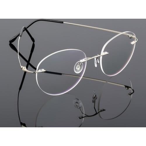 Retro Round Foldable Ultra-light Memory Titanium Alloy Myopia Eyeglasses Rimless Elasticity Optical Glasses Frame Men Eyewear