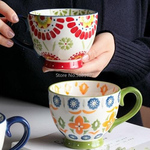 Cute Large Capacity European Style Mug Oatmeal Breakfast Ceramic Cup Home Coffee Cup Porcelain Cup Female Nordic