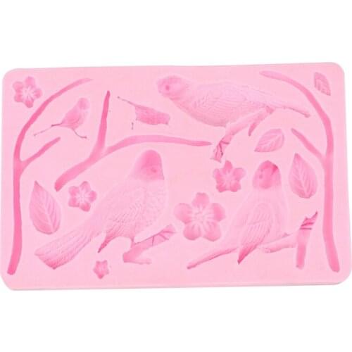 HOT-Sugar Silicone Mould Flower Bird Cake Decoration Mould Turtle Leaf Flamingo Cake Mould Glue Dropping Mould