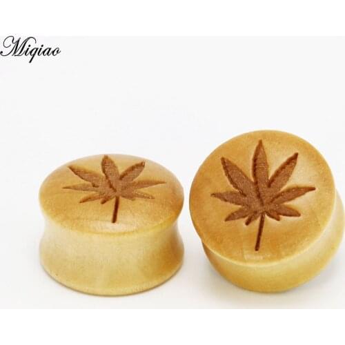 Miqiao Leaf Wood Ear Plugs Ear Scretcher Tunnle Expander 8-20mm Piercing Body Jewelry