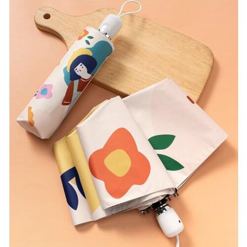 Cartoon Automatic Umbrella Rain Women Windproof 8 Ribs Cute Sun Umbrella Girls Anti UV Parasol Golf Pocket Mini Umbrellas UPF50