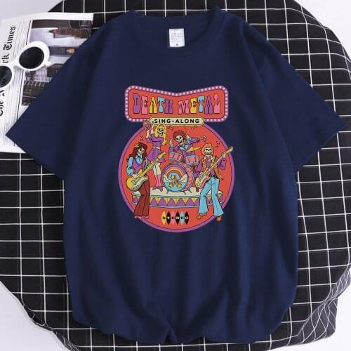 Death Metal Sing-Along Cartoons Printing Men T-Shirt Street Fit Tshirts Sport High Quality Tshirt Style Oversize Man Tees Shirt
