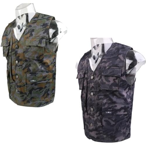 Men Breathable Multi Pocket Outdoor Fishing Hunting Travel Safari Single Breasted Vest Jacket Photo Waistcoat 2 Color