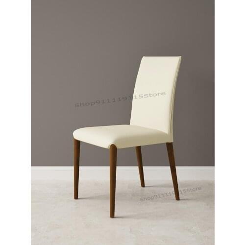 Solid Wood Dining Chair Walnut Foot Yellow Leather Dining Stool Nordic Quality Luxury Designer Dining Room Chair