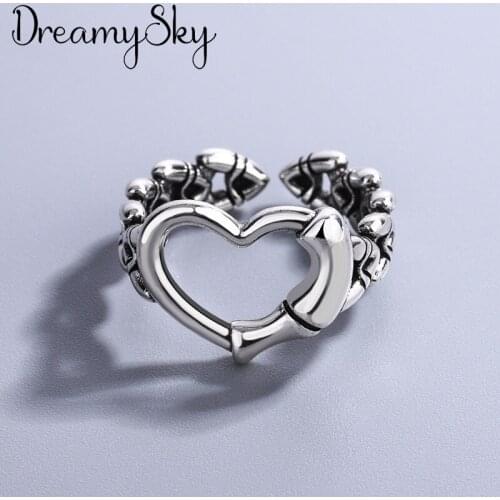 Charming Open Big Love Heart Ring for Women Vintage Boho Party Rings Gothic Punk Jewelry Gifts for Girls 2021