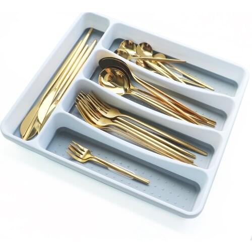 Plastic Cutlery Tray Kitchen Drawer Organizer Separation Dinnerware Tidy Drawer for Spoon Fork Knife Shelf Tableware Storage Box