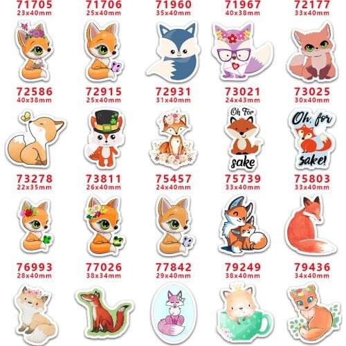 DIY Craft Supplies Sewing Accessories Cartoon Fox Printed Planar Resins Mold 30 Pieces. PR-71705