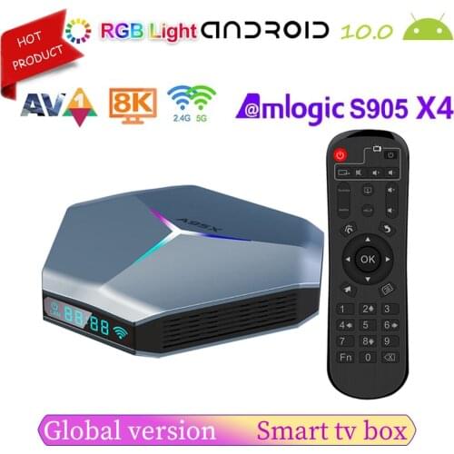 A95X F4 RGB Smart TV Box Android 10.0 Amlogic S905X4 4gb 128gb 8K Android tv box YouTube RGB Light Dual Wifi Set Top Box