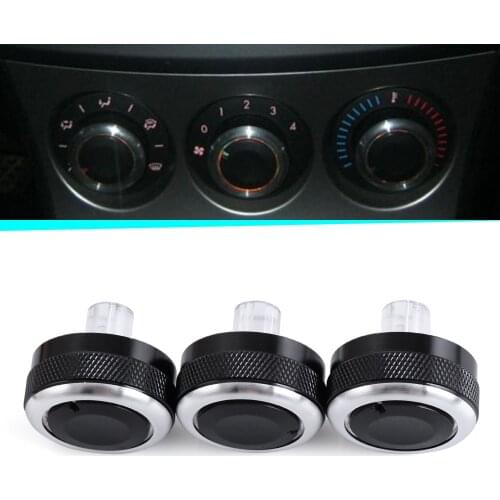 3pcs/set Aluminum Alloy Air Conditioning Knob AC Knob Heat Control Switch Button For Mazda 3 BL 2010- 2013 Mazda 3 2004-2009
