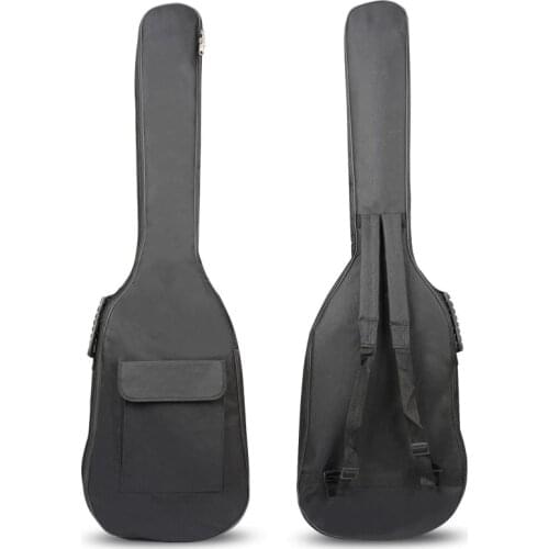Black Waterproof Double Straps Bass Backpack Gig Bag Case for Electric Bass Guitar 5mm Thickness Sponge Padded