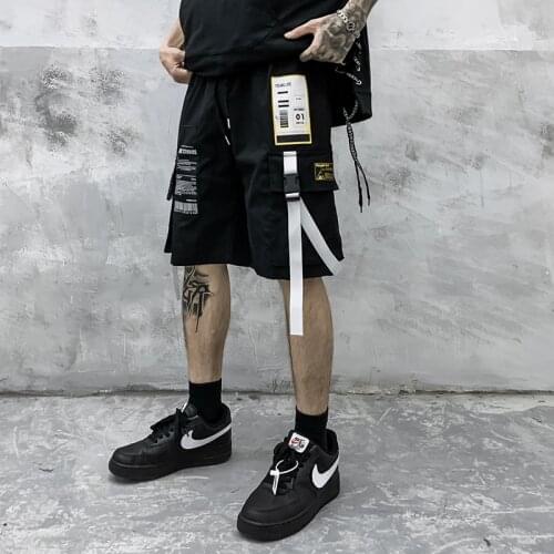 Streetwear Summer Men Casual Shorts Hip Hop Ribbons Mens Shorts 2020 New Knee Length Bermuda Beach Shorts For Man M-XXXL