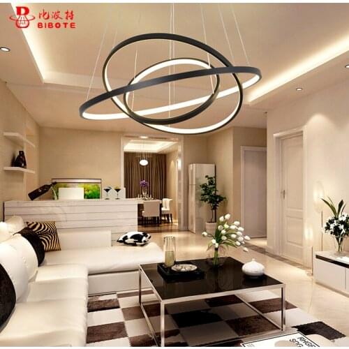 Modern led chandelier acrylic lighting ring avize lustres with remote control ceiling lamparas de techo colgante moderna