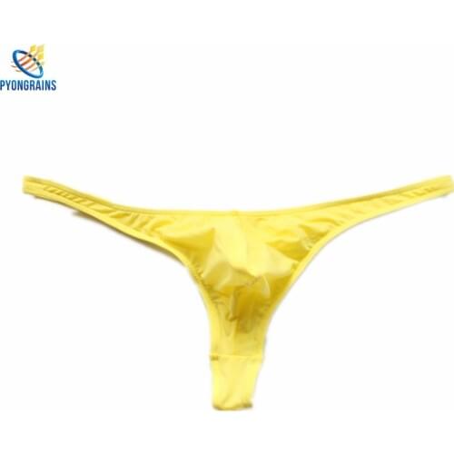 2016 Men Sexy Jockstrap Gay Thongs Fashion G Strings Mens Low Waist Underwear Smooth Ice Silk Nylon Thong Gay Men Underwear