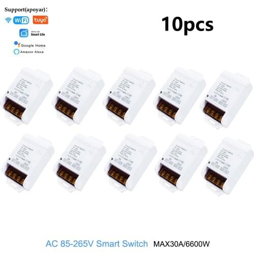 Wifi Smart Light Switch, 1CH AC 85-265V 30A Relay Used in Conjunction With Alexa Google, Tuya Smart Life APP