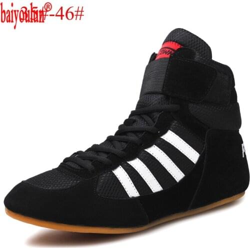 High quality men Wrestling Shoes high waist boxing shoes cow muscle outsole breathable pro wrestling gear for women 2021