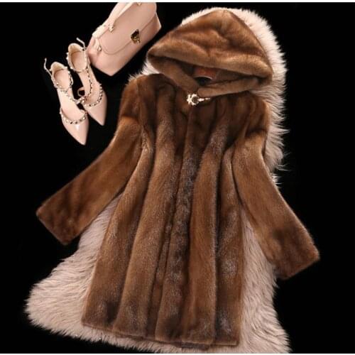 9Xl WomenS Long Secion Imitation Fur Outwears Large Size Fashion Hooded Winter Autumn Warm Long Section Fake Fur Overcoat J3263