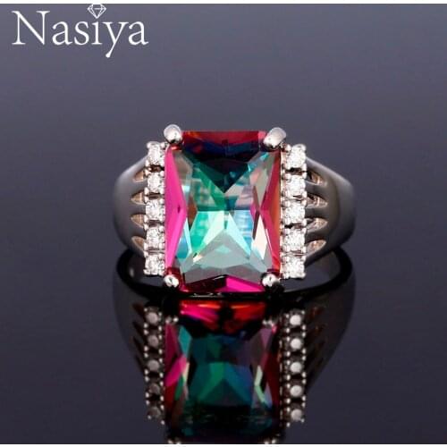 Nasiya Top Sale Multicolor Topaz Gemstone Ring For Women 925 Sterling Silver Classic Fine Jewelry Anniversary Gift Mothers Day