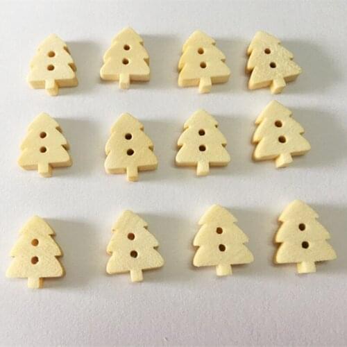 100pcs creative cartoon colorful 2holes wood buttons 11*14mm tree wooden decorative buttons for crafts sewing decorative buttons
