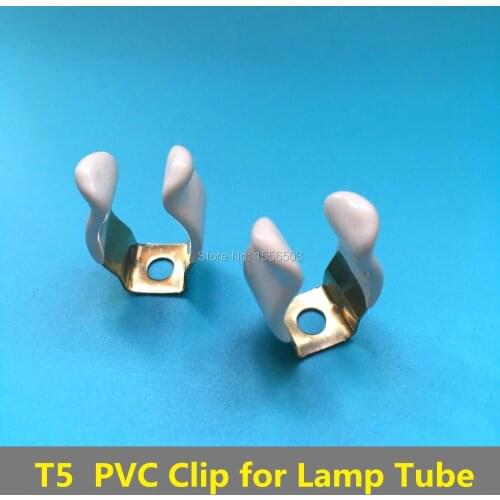 100 PCS T5 PVC Strong U Clip Wedge Tube Lamp Base Holder Metal with White Cover Surface for LED Fluorescent Light