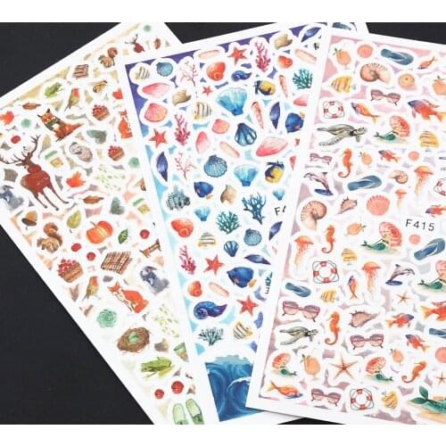 Newest F-411 sea design 3d nail sticker self-adhesive DIY decal decoration for nail accessory