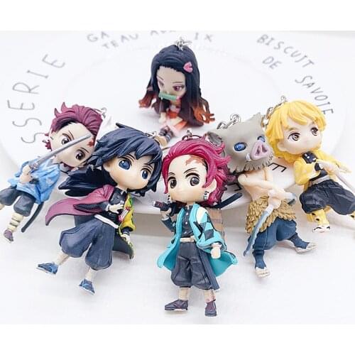 6pcs Kimetsu no Yaiba keychain Anime demon Blade Figure Tanjirou Nezuko Action Figure Demon Slayer Figurine toy gift 5-7cm