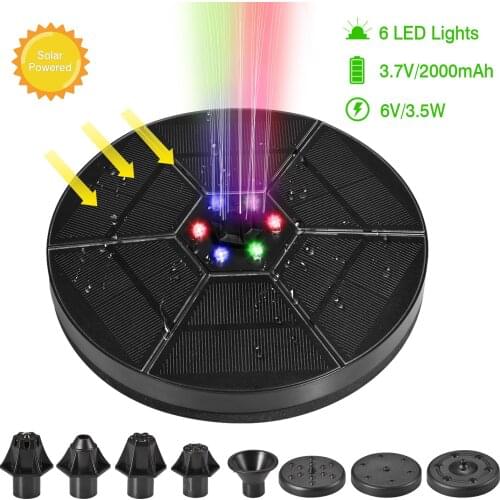 6V/3.5W Solar Fountain 7 Kinds Of Water Shape Battery Solar Fountain Floating Colorful LED Lights Swimming Pools Fountain 2021