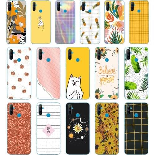 79 Yellow Gird gift Soft Silicone Tpu Cover phone Case for OPPO A1K A5S A7 AX7 A5 A9 2020 Realme C3 Case