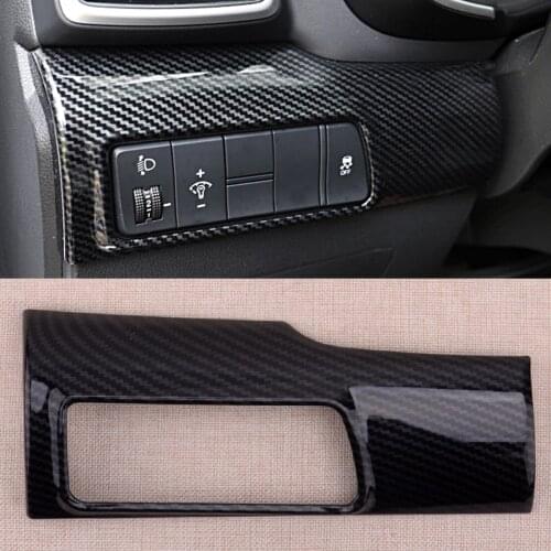 Car ABS Carbon Fiber Style Headlight Switch Frame Cover Trim Fit for Hyundai Tucson 2015 2016 2017 2018 2019