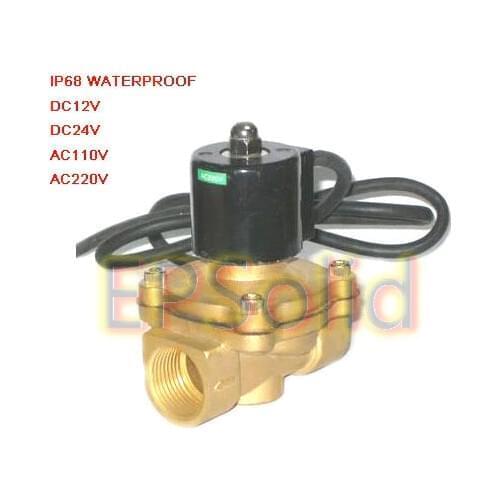Free Shipping 3/4'' Thread IP68 Underwater Solenoid Valve Brass Waterproof AC220V 2W200-20-G 2/2 Way