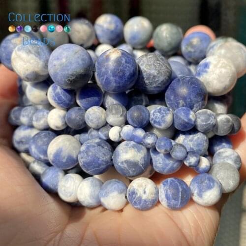 Natural Dull Polish Sodalite Stone Loose Round Beads For Jewelry Making 4-12 MM DIY Bracelets Accessories Wholesale