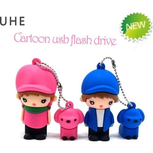 Pendrive cartoon girl/boy usb flash drive 4GB 8GB 16GB 32GB 64GB new design cartoon U disk memory stick creative gift pen drive
