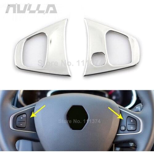 Chrome Car Interior Steering Wheel Button Decor Frame Cover Trim For Renault Clio 4 Clio4 2013 2015 2018 Decoration Accessories